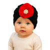 THE LITTLE LOOKERS Knitted Turban Cap with Flower & Pearl Accent – Soft, Stylish & Comfortable Headwrap for Newborns & Toddlers Baby Girls/ Boys (0-12 Months)