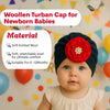 THE LITTLE LOOKERS Knitted Turban Cap with Flower & Pearl Accent – Soft, Stylish & Comfortable Headwrap for Newborns & Toddlers Baby Girls/ Boys (0-12 Months)