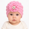 THE LITTLE LOOKERS Knitted Turban Cap with Flower & Pearl Accent – Soft, Stylish & Comfortable Headwrap for Newborns & Toddlers Baby Girls/ Boys (0-12 Months)