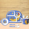 THE LITTLE LOOKERS Eco Friendly Bamboo Fibre 5 Pcs Kids Dining Set (Plate, Bowl, Spoon, Fork & Cup)