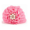 THE LITTLE LOOKERS Knitted Turban Cap with Flower & Pearl Accent – Soft, Stylish & Comfortable Headwrap for Newborns & Toddlers Baby Girls/ Boys (0-12 Months)