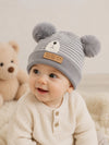 THE LITTLE LOOKERS Baby Winter Wool Cap with Double Pom Pom | Soft Knitted Beanie Hat for Boys & Girls | Warm Stretchable Acrylic Wool Cap for Infants & Toddlers (0-2 Years)