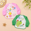 THE LITTLE LOOKERS Waterproof Baby Feeding Bib with Sleeves & Crumb Catcher Pocket | Soft PVC Apron Bib with Tie Closure | Washable & Reusable for Babies & Toddlers 6 Months to 3 Years