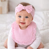 THE LITTLE LOOKERS Baby Hairband with Bib Set | Soft Cotton Headband & Muslin Bib Combo | Snap Button Closure Bib | Stretchable Headband | Newborn to Toddler (0–2 Years) | Gentle, Absorbent & Stylish Baby Accessory (Beige)