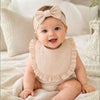 THE LITTLE LOOKERS Baby Hairband with Bib Set | Soft Cotton Headband & Muslin Bib Combo | Snap Button Closure Bib | Stretchable Headband | Newborn to Toddler (0–2 Years) | Gentle, Absorbent & Stylish Baby Accessory (Beige)