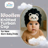 THE LITTLE LOOKERS Soft Knitted Baby Turban Cap with Cute Bunny Design – Warm & Stylish Winter Cap for Newborns & Infants Baby Boys / Girls (0-12 Months)