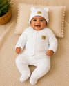 THE LITTLE LOOKERS New Born Baby Suit 5-Piece Set | Soft Polyester Quilted Top, Cap, Bib & 2 Bottoms (Open/Folded Feet)| Warm Clothing Set for Babies