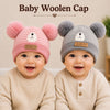 THE LITTLE LOOKERS Baby Winter Wool Cap with Double Pom Pom | Soft Knitted Beanie Hat for Boys & Girls | Warm Stretchable Acrylic Wool Cap for Infants & Toddlers (0-2 Years)