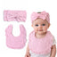THE LITTLE LOOKERS Baby Hairband with Bib Set | Soft Cotton Headband & Muslin Bib Combo | Snap Button Closure Bib | Stretchable Headband | Newborn to Toddler (0–2 Years) | Gentle, Absorbent & Stylish Baby Accessory (Beige)