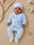 THE LITTLE LOOKERS New Born Baby Suit 5-Piece Set | Soft Polyester Quilted Top, Cap, Bib & 2 Bottoms (Open/Folded Feet)| Warm Clothing Set for Babies