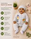 THE LITTLE LOOKERS New Born Baby Suit 5-Piece Set | Soft Polyester Quilted Top, Cap, Bib & 2 Bottoms (Open/Folded Feet)| Warm Clothing Set for Babies