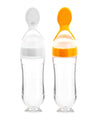 THE LITTLE LOOKERS Infant Baby Squeezy Food Grade Silicone Bottle Feeder with Soft Silicon Baby Feeding Used for Semi Solid |Spoon Feeder| Cerelac Feeder| Rice Paste Milk Food Feeder (90ml, Pink & Yellow)