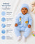 THE LITTLE LOOKERS New Born Baby Suit 5-Piece Set | Soft Polyester Quilted Top, Cap, Bib & 2 Bottoms (Open/Folded Feet)| Warm Clothing Set for Babies