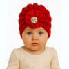 THE LITTLE LOOKERS Knitted Turban Cap with Flower & Pearl Accent – Soft, Stylish & Comfortable Headwrap for Newborns & Toddlers Baby Girls/ Boys (0-12 Months)