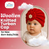 THE LITTLE LOOKERS Knitted Turban Cap with Flower & Pearl Accent – Soft, Stylish & Comfortable Headwrap for Newborns & Toddlers Baby Girls/ Boys (0-12 Months)