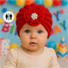 THE LITTLE LOOKERS Knitted Turban Cap with Flower & Pearl Accent – Soft, Stylish & Comfortable Headwrap for Newborns & Toddlers Baby Girls/ Boys (0-12 Months)