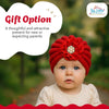 THE LITTLE LOOKERS Knitted Turban Cap with Flower & Pearl Accent – Soft, Stylish & Comfortable Headwrap for Newborns & Toddlers Baby Girls/ Boys (0-12 Months)