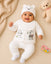 THE LITTLE LOOKERS New Born Baby Suit 5-Piece Set | Soft Polyester Quilted Top, Cap, Bib & 2 Bottoms (Open/Folded Feet)| Warm Clothing Set for Babies