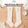 THE LITTLE LOOKERS Socks for Kids | Kid's Compact Cotton Stretch Solid Knee Length Sock | Stylish Socks | No Tightness | Cute Bow Pattern