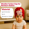 THE LITTLE LOOKERS Soft Knitted Baby Turban Cap with Cute Bunny Design – Warm & Stylish Winter Cap for Newborns & Infants Baby Boys / Girls (0-12 Months)