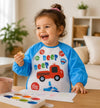 THE LITTLE LOOKERS Waterproof Baby Feeding Bib with Sleeves & Crumb Catcher Pocket | Soft PVC Apron Bib with Tie Closure | Washable & Reusable for Babies & Toddlers 6 Months to 3 Years