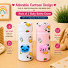 THE LITTLE LOOKERS Soft Plush Stretchable Baby Feeding Bottle Cover with Easy to Hold Strap | Cute Animated Overall Print Pack of 2 (Multicolor, Zip Closure 330ml,/11oz)