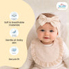 THE LITTLE LOOKERS Baby Hairband with Bib Set | Soft Cotton Headband & Muslin Bib Combo | Snap Button Closure Bib | Stretchable Headband | Newborn to Toddler (0–2 Years) | Gentle, Absorbent & Stylish Baby Accessory (Beige)