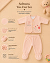 THE LITTLE LOOKERS New Born Baby Suit 5-Piece Set | Soft Polyester Quilted Top, Cap, Bib & 2 Bottoms (Open/Folded Feet)| Warm Clothing Set for Babies
