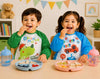 THE LITTLE LOOKERS Waterproof Baby Feeding Bib with Sleeves & Crumb Catcher Pocket | Soft PVC Apron Bib with Tie Closure | Washable & Reusable for Babies & Toddlers 6 Months to 3 Years