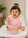 THE LITTLE LOOKERS Silicone Baby Feeding Bib Waterproof Adjustable Neck Closure Wide Food Catcher Pocket
