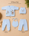 THE LITTLE LOOKERS Baby Winter 5-Piece Set | Soft Cotton Quilted Top, Cap, Bib & 2 Bottoms | Warm Clothing Set for Babies