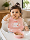 THE LITTLE LOOKERS Silicone Baby Feeding Bib Waterproof Adjustable Neck Closure Wide Food Catcher Pocket