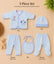 THE LITTLE LOOKERS New Born Baby Suit 5-Piece Set | Soft Polyester Quilted Top, Cap, Bib & 2 Bottoms (Open/Folded Feet)| Warm Clothing Set for Babies