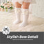 THE LITTLE LOOKERS Socks for Kids | Kid's Compact Cotton Stretch Solid Knee Length Sock | Stylish Socks | No Tightness | Cute Bow Pattern