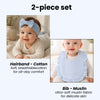THE LITTLE LOOKERS Baby Hairband with Bib Set | Soft Cotton Headband & Muslin Bib Combo | Snap Button Closure Bib | Stretchable Headband | Newborn to Toddler (0–2 Years) | Gentle, Absorbent & Stylish Baby Accessory (Beige)