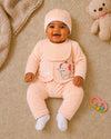 THE LITTLE LOOKERS New Born Baby Suit 5-Piece Set | Soft Polyester Quilted Top, Cap, Bib & 2 Bottoms (Open/Folded Feet)| Warm Clothing Set for Babies