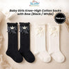 THE LITTLE LOOKERS Socks for Kids | Kid's Compact Cotton Stretch Solid Knee Length Sock | Stylish Socks | No Tightness | Cute Bow Pattern