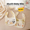 THE LITTLE LOOKERS Muslin Bib for Baby | Extra Absorbent 6-Layer Design | for Infants & Toddlers | Lightweight & Supersoft | Adjustable Button | Washable & Reusable | (Pack of 2)