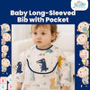 THE LITTLE LOOKERS Baby Bibs with Pocket Long Sleeved Bib for Toddlers, Kids I Washable, Lightweight & Waterproof, Bibs for 6 - 24 Months Baby (Pack of 3)