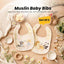 THE LITTLE LOOKERS Muslin Bib for Baby | Extra Absorbent 6-Layer Design | for Infants & Toddlers | Lightweight & Supersoft | Adjustable Button | Washable & Reusable | (Pack of 2)