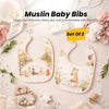 THE LITTLE LOOKERS Muslin Bib for Baby | Extra Absorbent 6-Layer Design | for Infants & Toddlers | Lightweight & Supersoft | Adjustable Button | Washable & Reusable | (Pack of 2)