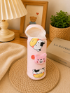 THE LITTLE LOOKERS Soft Plush Stretchable Baby Feeding Bottle Cover with Easy to Hold Strap | Cute Animated Overall Print Pack of 2 (Multicolor, Zip Closure 240ml,/8oz)