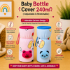 THE LITTLE LOOKERS Bottle Cover for Philips Avent/Wide Neck Feeders Soft Plush Stretchable Baby Feeding Bottle Cover with Easy to Hold Strap Wide Neck 240ml/8OZ ( Pack of 2 )