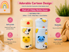 THE LITTLE LOOKERS Soft Plush Stretchable Baby Feeding Bottle Cover with Easy to Hold Strap | Cute Animated Overall Print Pack of 2 (Multicolor, Zip Closure 330ml,/11oz)