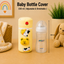 THE LITTLE LOOKERS Soft Plush Stretchable Baby Feeding Bottle Cover with Easy to Hold Strap | Cute Animated Overall Print Pack of 2 (Multicolor, Zip Closure 330ml,/11oz)