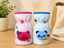 THE LITTLE LOOKERS Soft Plush Stretchable Baby Feeding Bottle Cover with Easy to Hold Strap | Cute Animated Overall Print Pack of 2 (Pink & Blue, Narrow Neck 120ml/4oz)