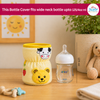 THE LITTLE LOOKERS Soft Plush Stretchable Baby Feeding Bottle Cover with Easy to Hold Strap | Cute Animated Overall Print Pack of 2, Multicolor