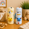 THE LITTLE LOOKERS Soft Plush Stretchable Baby Feeding Bottle Cover with Easy to Hold Strap | Cute Animated Overall Print Pack of 2 (Multicolor, Zip Closure 240ml,/8oz)
