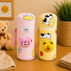 THE LITTLE LOOKERS Soft Plush Stretchable Baby Feeding Bottle Cover with Easy to Hold Strap | Cute Animated Overall Print Pack of 2 (Multicolor, Zip Closure 120ml,150ml/4oz,5oz)