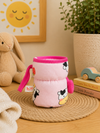 THE LITTLE LOOKERS Soft Plush Stretchable Baby Feeding Bottle Cover with Easy to Hold Strap | Cute Animated Overall Print Pack of 2, Multicolor
